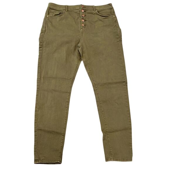 LOFT Olive Green High Waist Skinny Ankle Jeans Size 14 - Picture 12 of 12